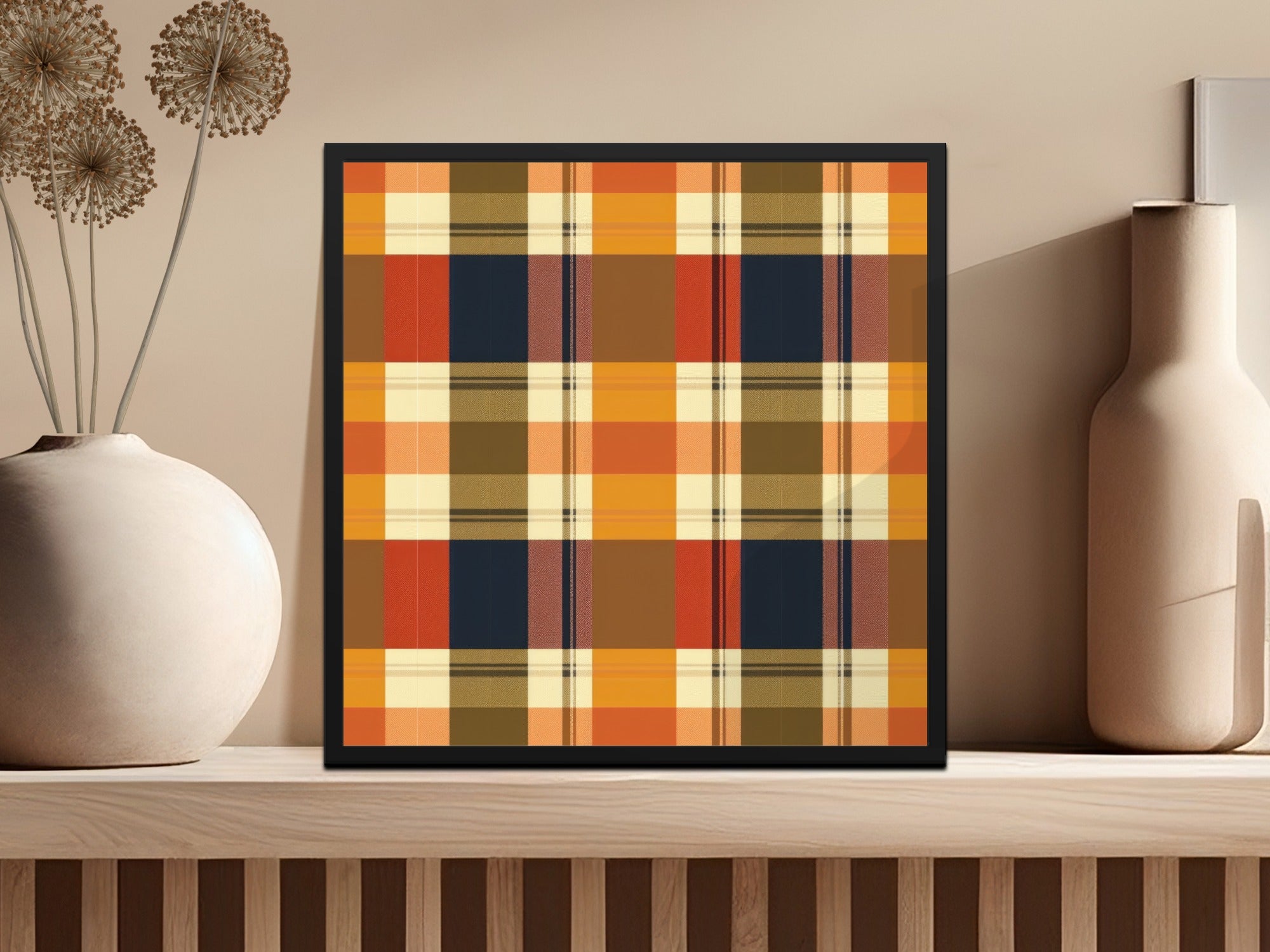 Autumn Tartan Plaid Wall Art Decor for Home Design