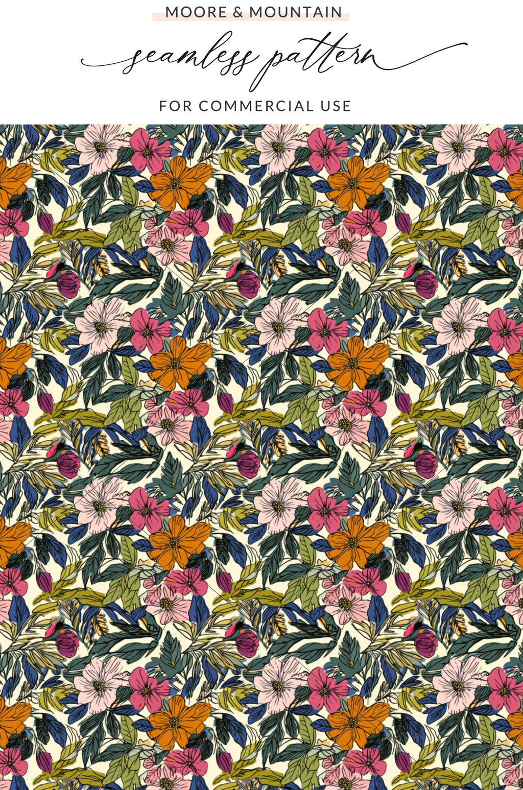 Vibrant Floral Seamless Pattern for Commercial Use
