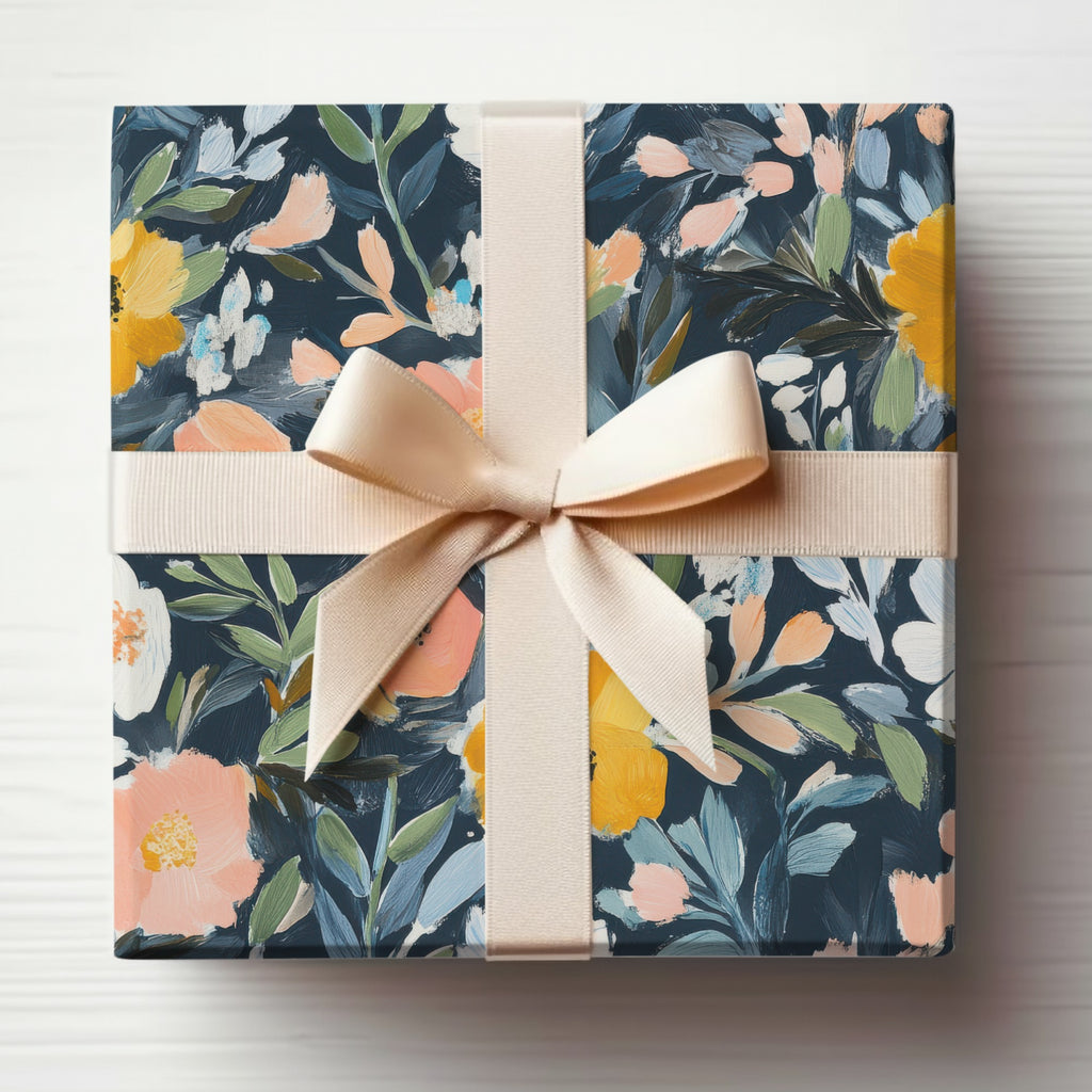 Elegant Floral Gift Box with Satin Ribbon Finish