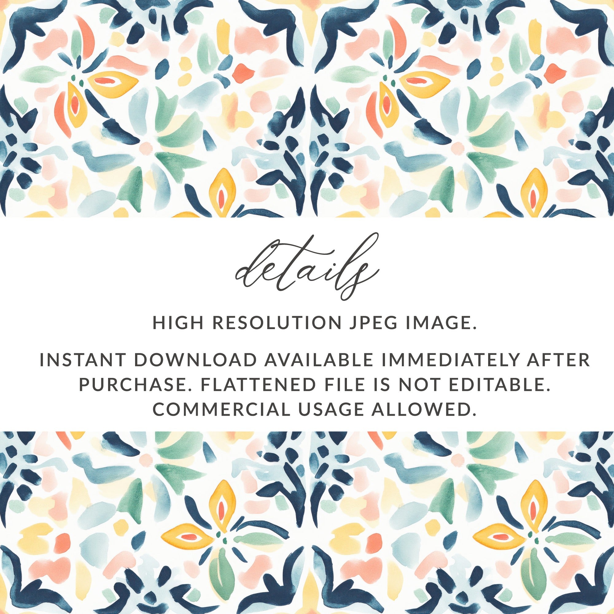Watercolor Abstract Floral Pattern Digital Product Type