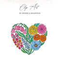 Heart-shaped floral illustration with "Clip Art" and "BY MOORE & MOUNTAIN".