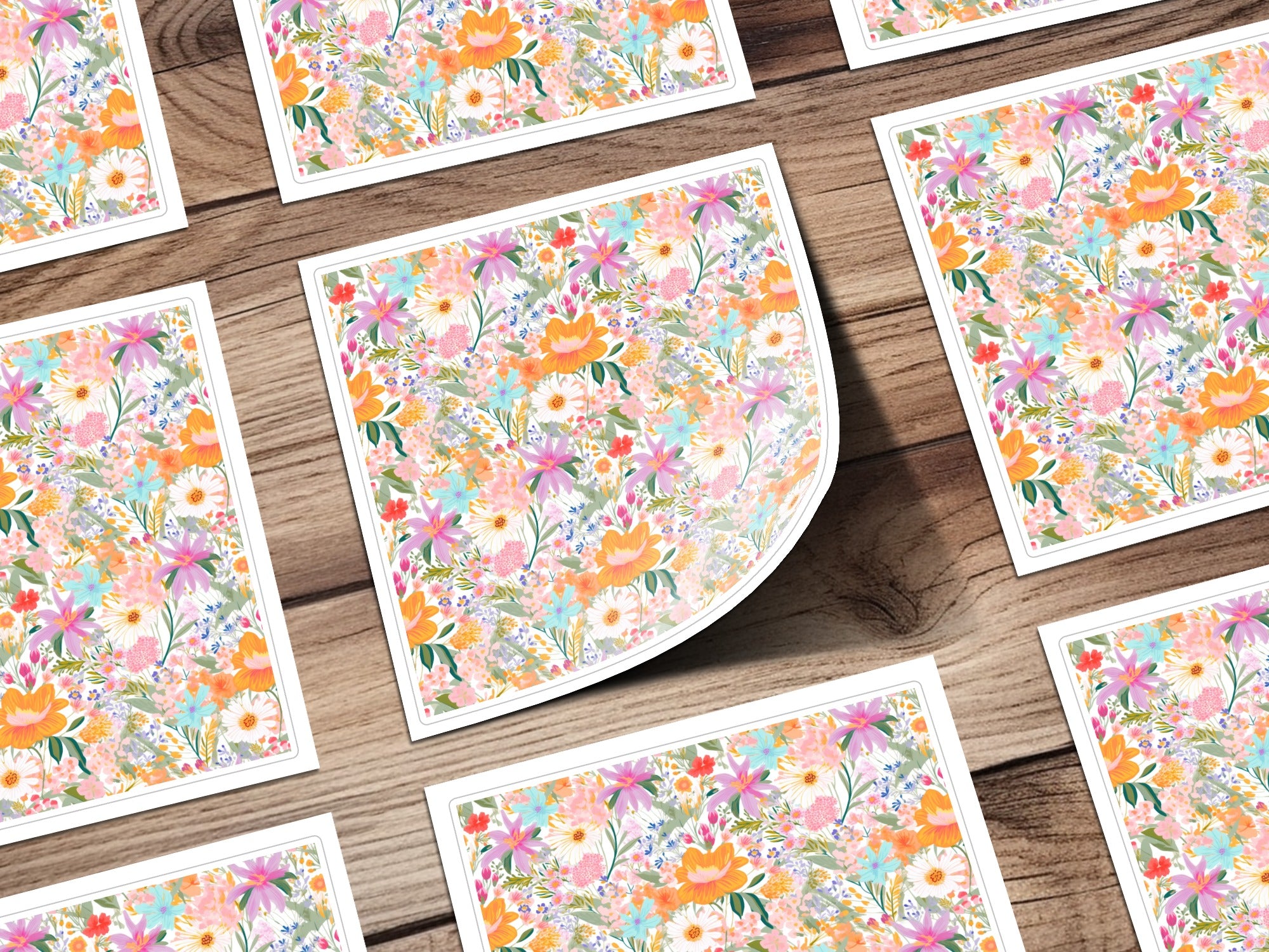 Colorful Floral Pattern Square Cards for All Occasions