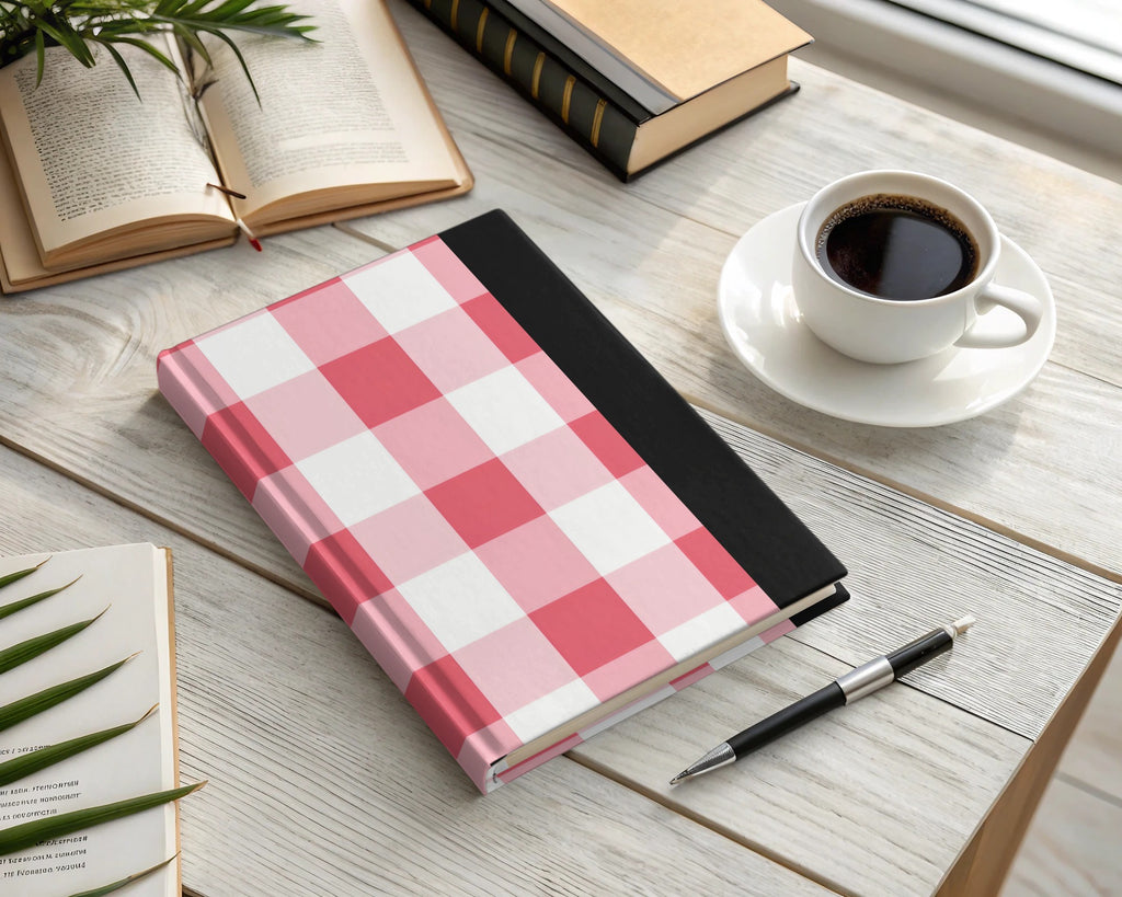 Pink and White Checkered Hardcover Journal for Writing