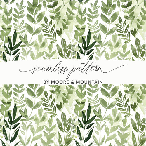 Green Leafy Watercolor Seamless Pattern by Moore & Mountain