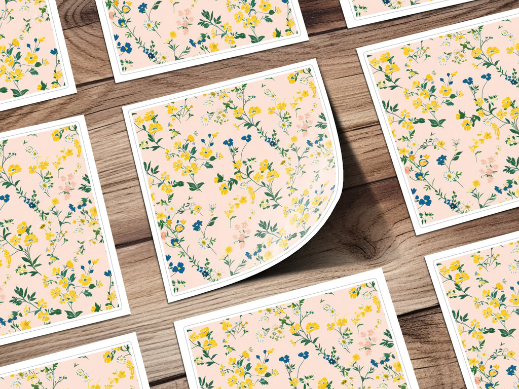 Floral Meadow Patterned Stickers Set for Crafting