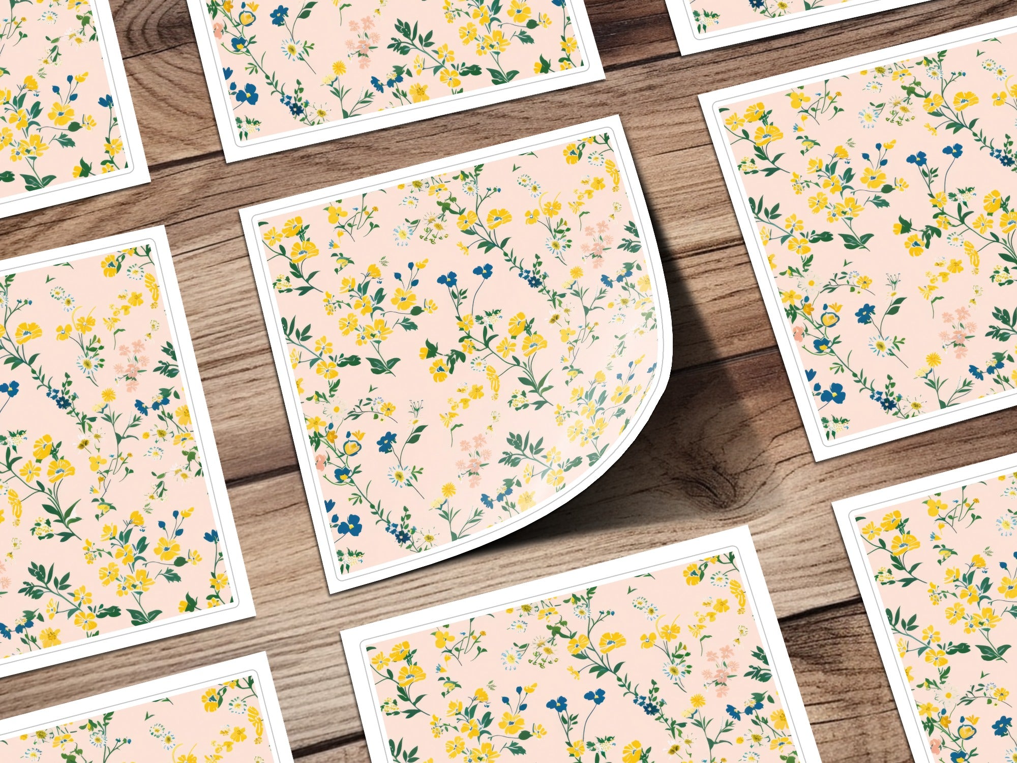 Floral Meadow Patterned Stickers Set for Crafting