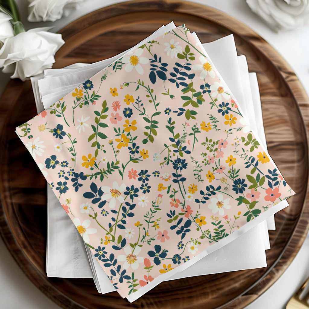 Floral Patterned Napkin Set Perfect for Dining
