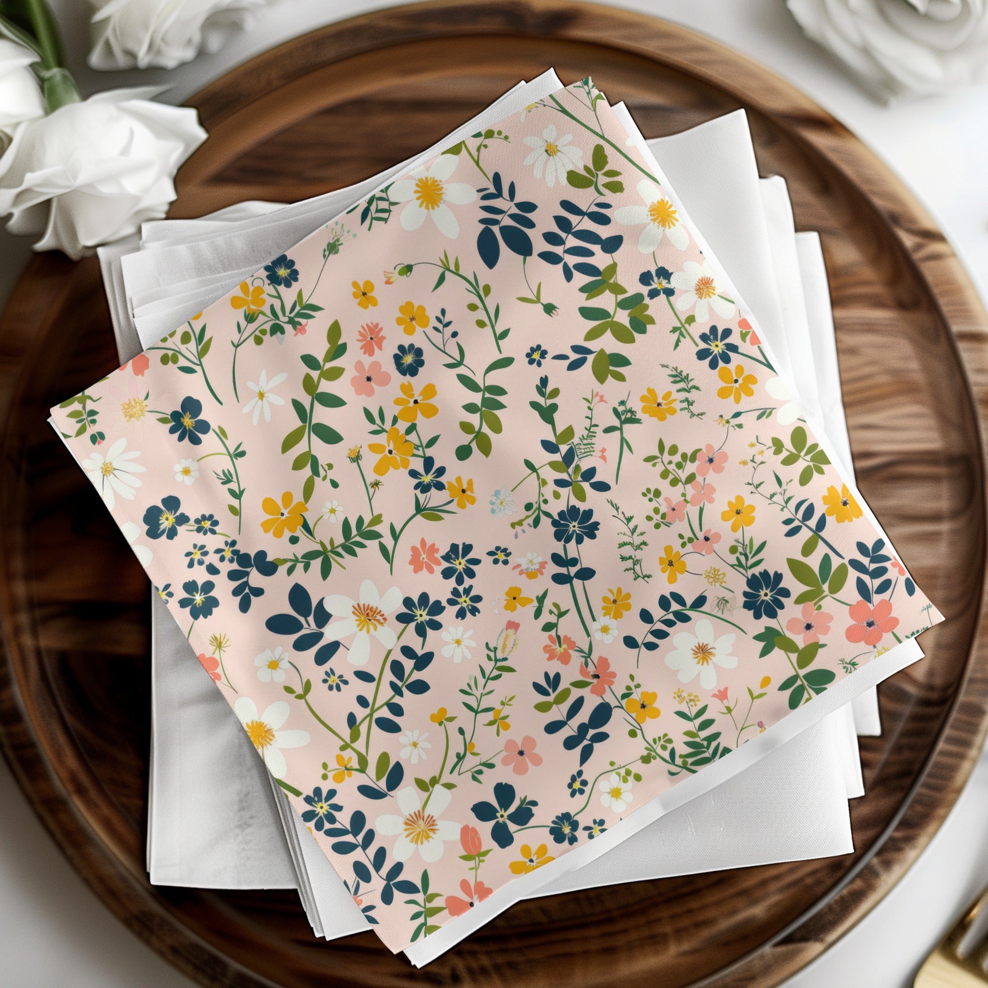 Floral Patterned Napkin Set Perfect for Dining