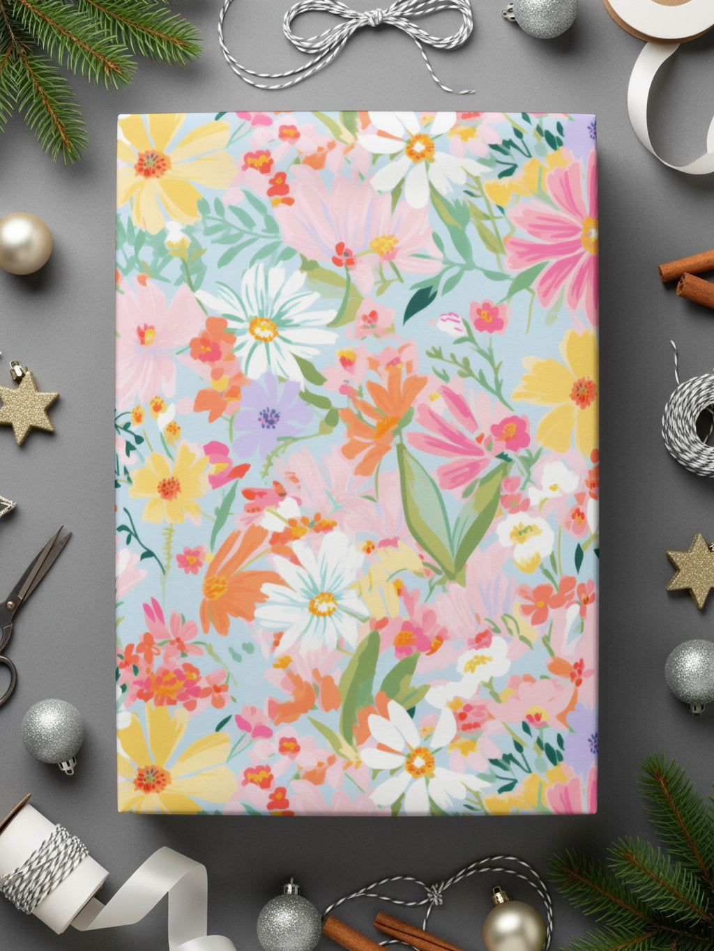 Colorful Floral Patterned Wrapping Paper for Gifts