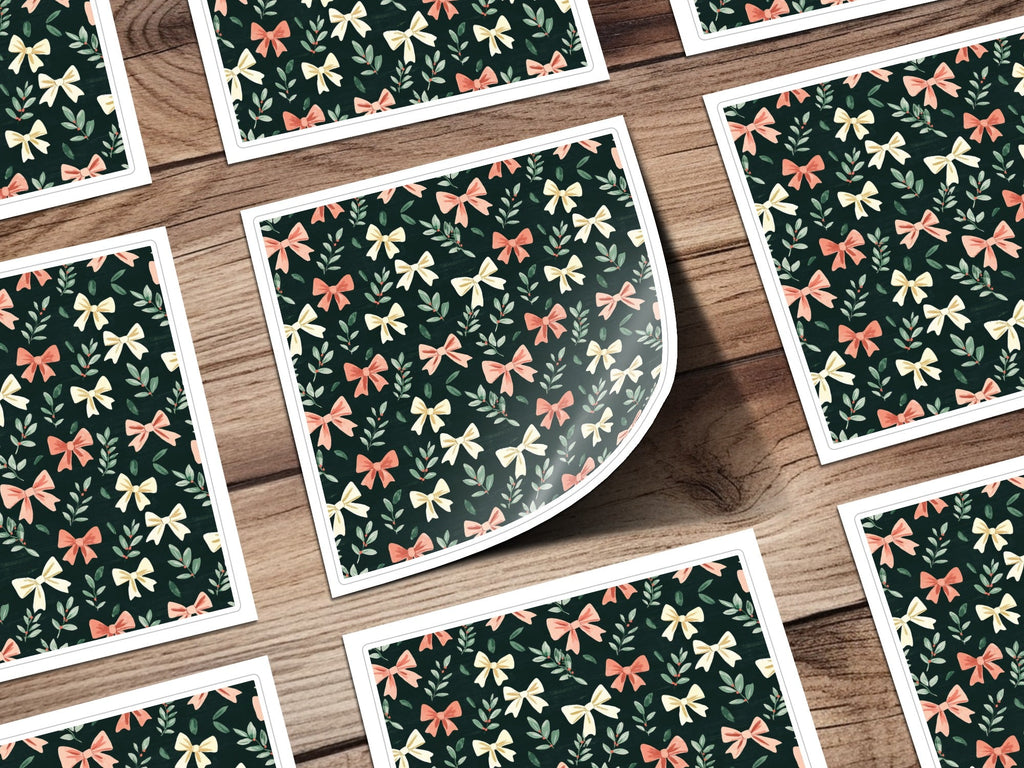 Dark Coquette Winter Bows On Green Background Digital - Moore and Mountain