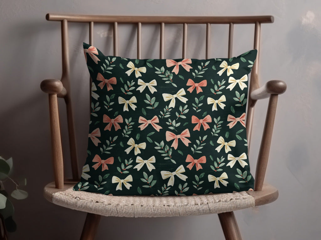 Dark Coquette Winter Bows On Green Background Digital - Moore and Mountain