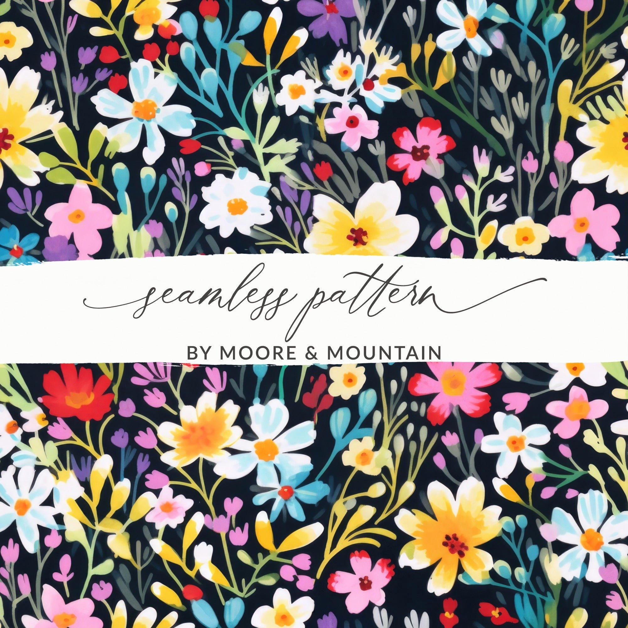 Dark Ditsy Floral Seamless Background - Moore and Mountain
