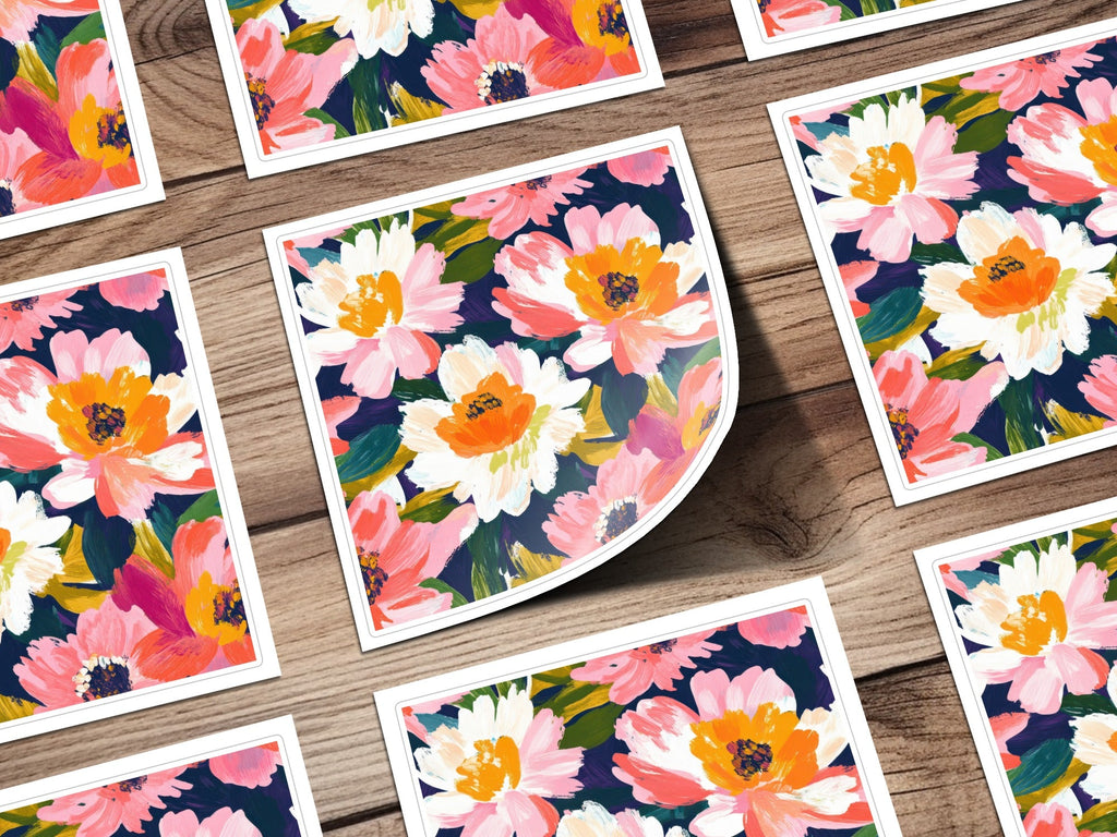 Dark Floral Peony Seamless Pattern Bold Brushstrokes Acrylic Painted Peony Pattern - Moore and Mountain