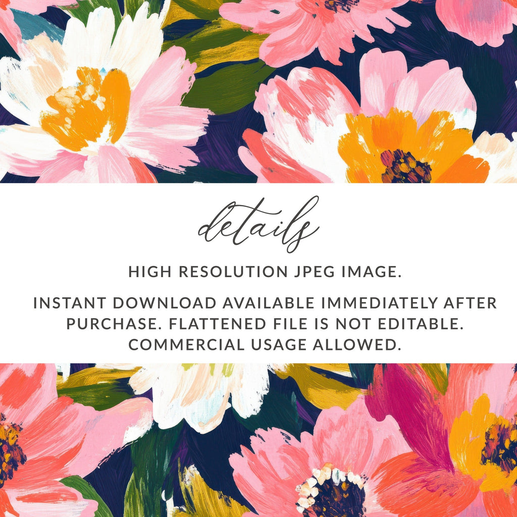 Dark Floral Peony Seamless Pattern Bold Brushstrokes Acrylic Painted Peony Pattern - Moore and Mountain