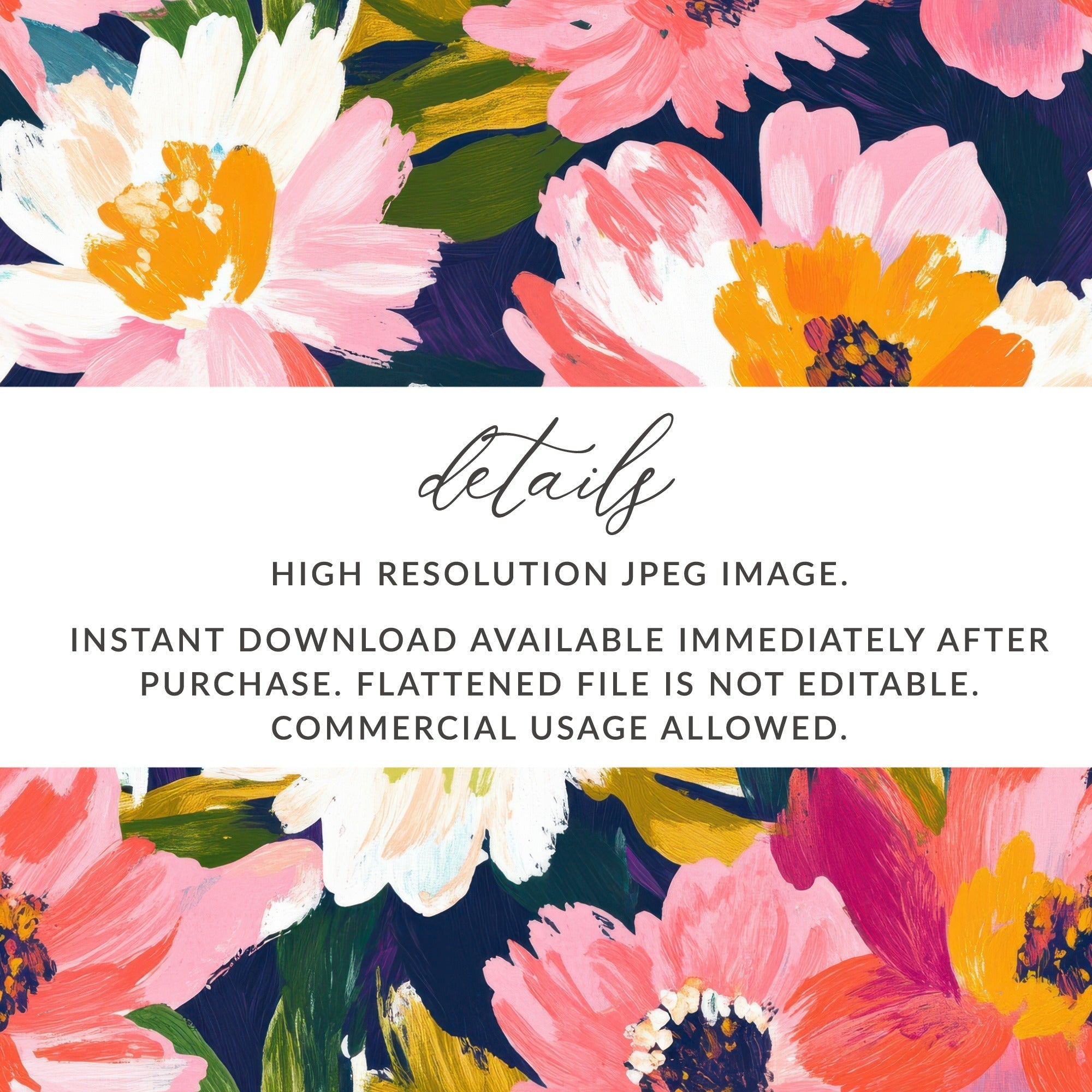 Dark Floral Peony Seamless Pattern Bold Brushstrokes Acrylic Painted Peony Pattern - Moore and Mountain