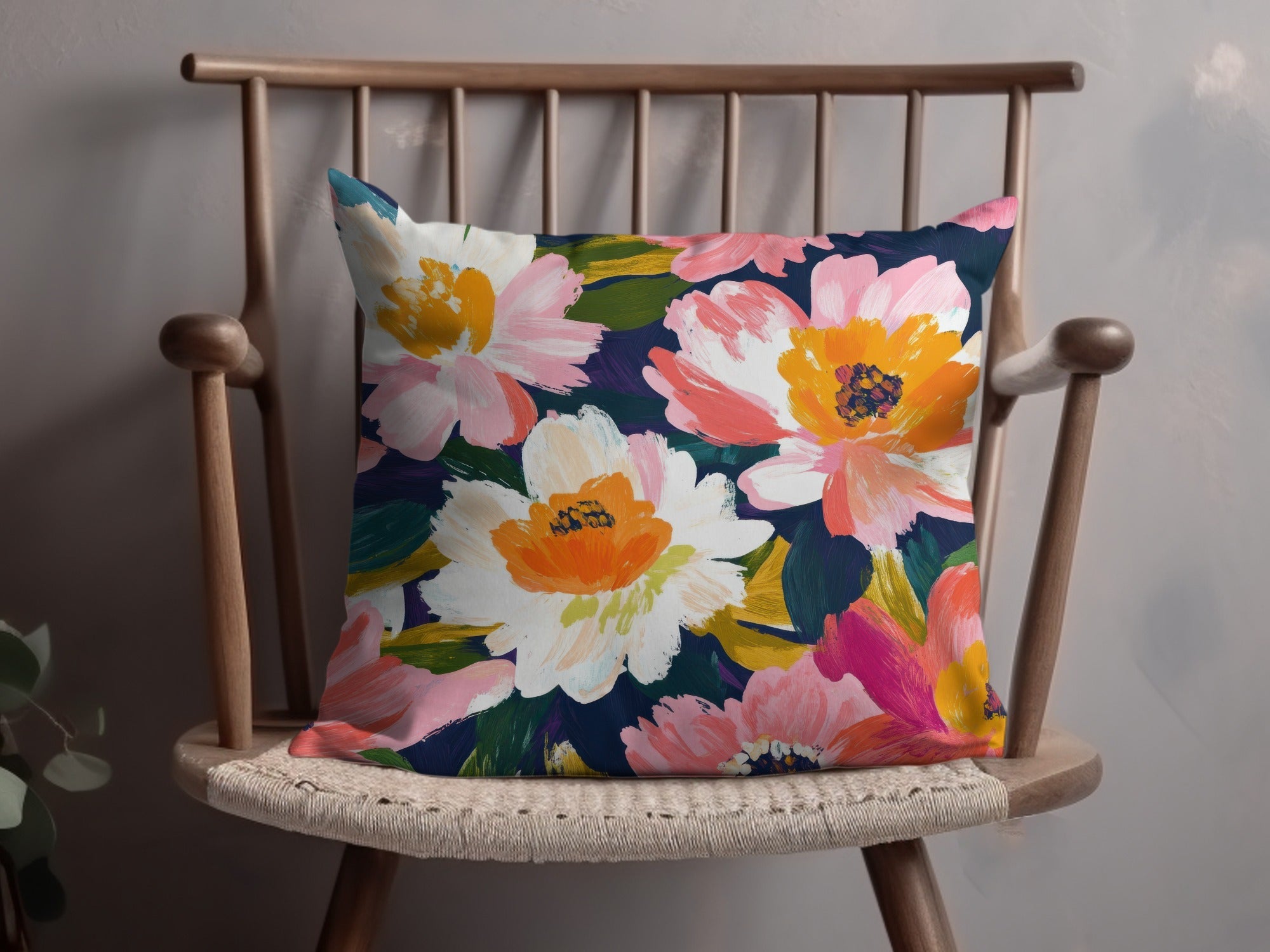 Dark Floral Peony Seamless Pattern Bold Brushstrokes Acrylic Painted Peony Pattern - Moore and Mountain