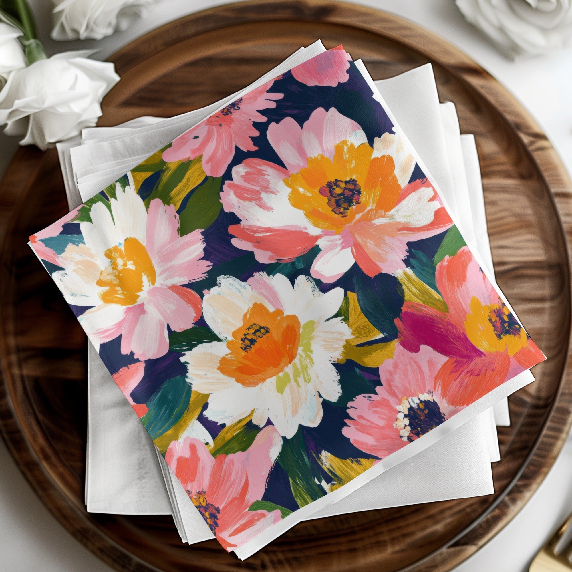 Dark Floral Peony Seamless Pattern Bold Brushstrokes Acrylic Painted Peony Pattern - Moore and Mountain