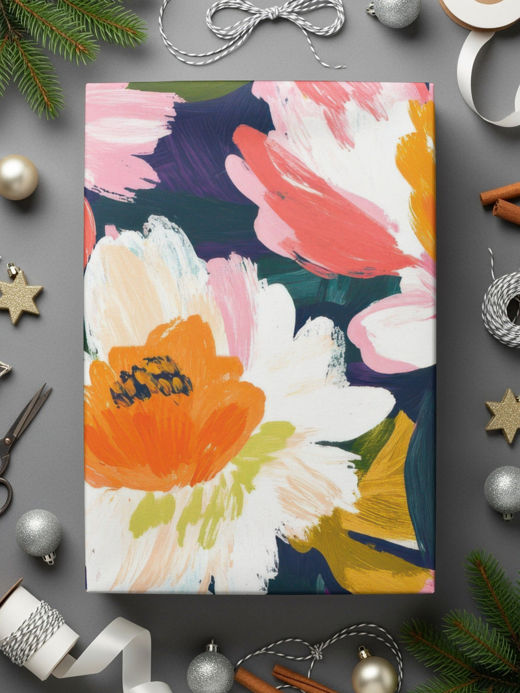 Dark Floral Peony Seamless Pattern Bold Brushstrokes Acrylic Painted Peony Pattern - Moore and Mountain