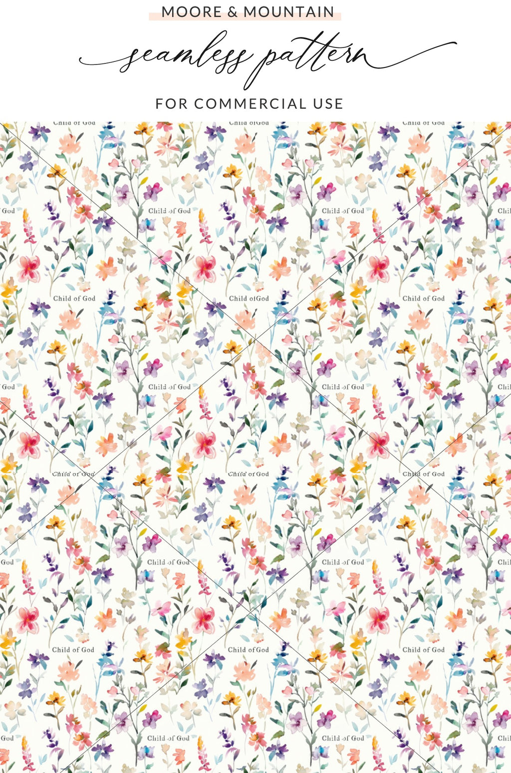 Colorful Child of God Seamless Floral Pattern