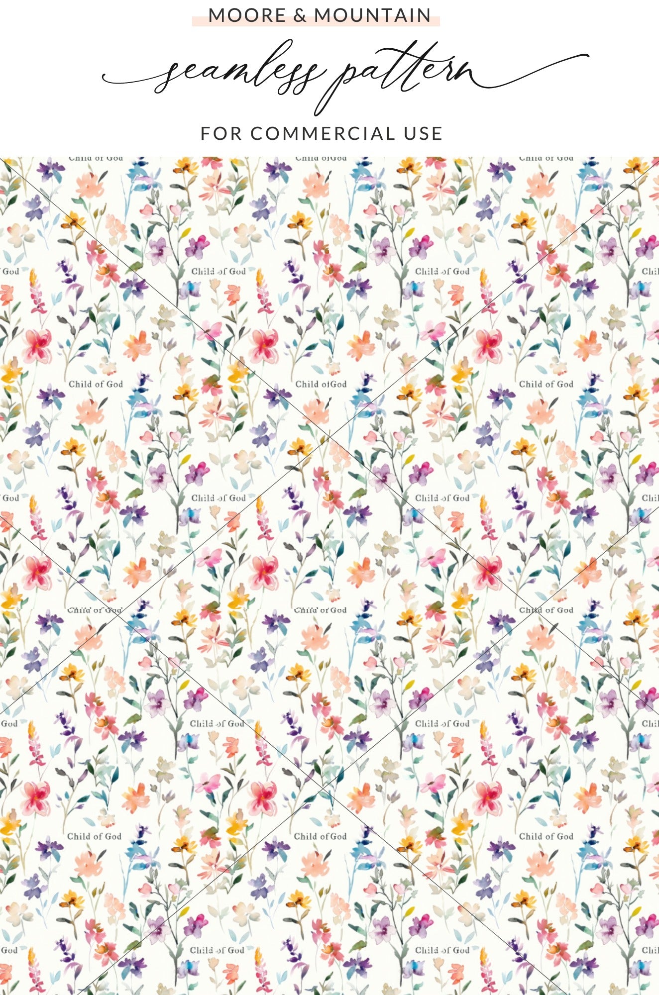 Colorful Child of God Seamless Floral Pattern