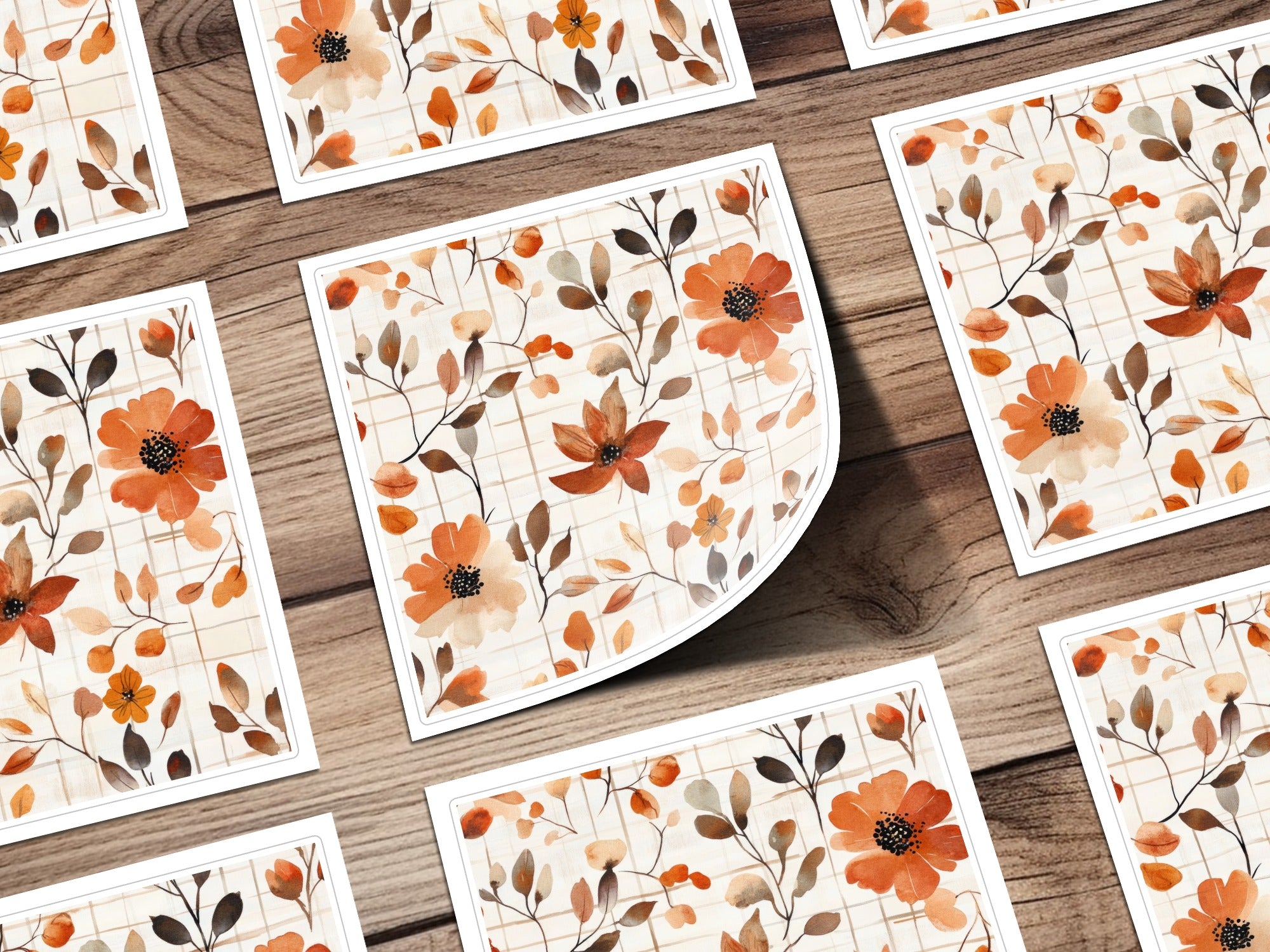 Watercolor Orange Floral Design Square Paper Product