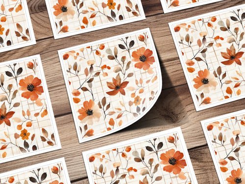 Watercolor Orange Floral Design Square Paper Product