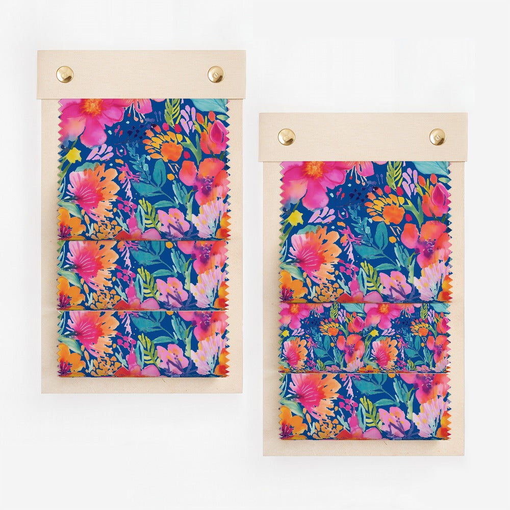 Bright Floral Patterned Fabric Swatches Display