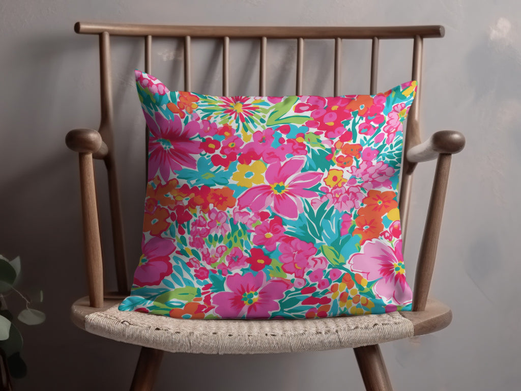 Vibrant Multicolor Floral Pattern Cushion Cover