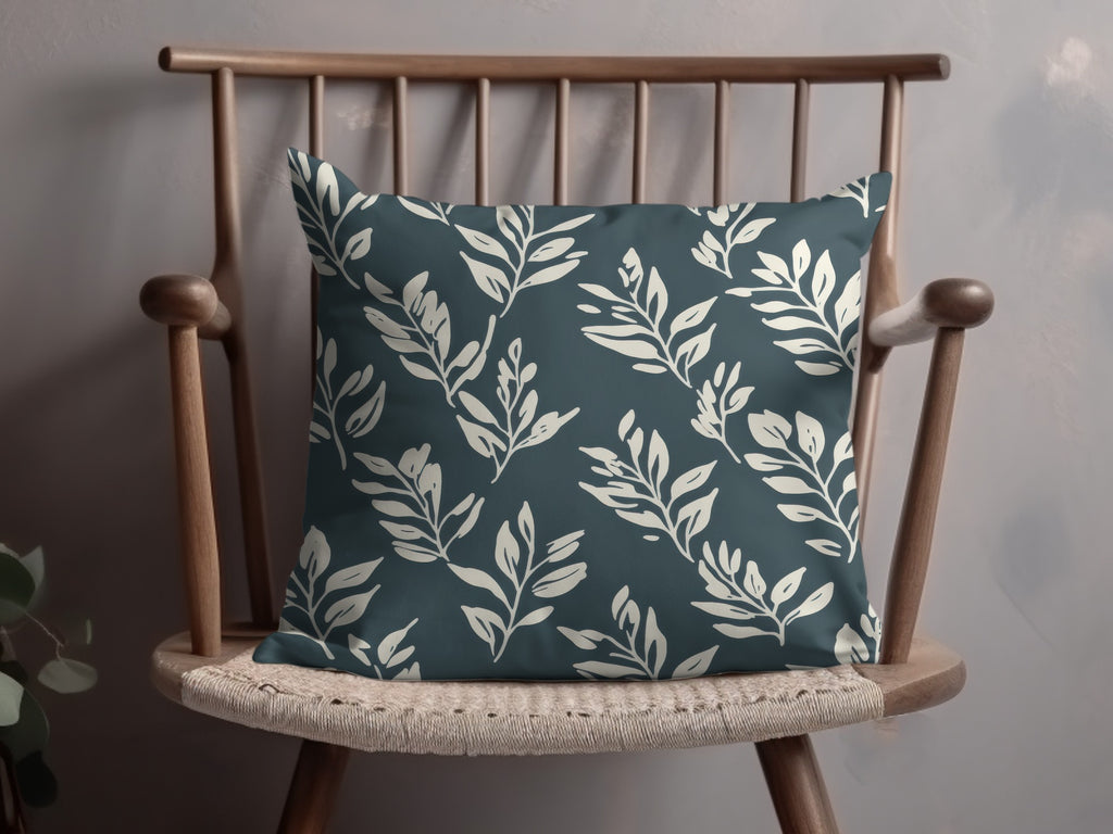 Stylish Dark Botanical Leaf Patterned Pillow Product
