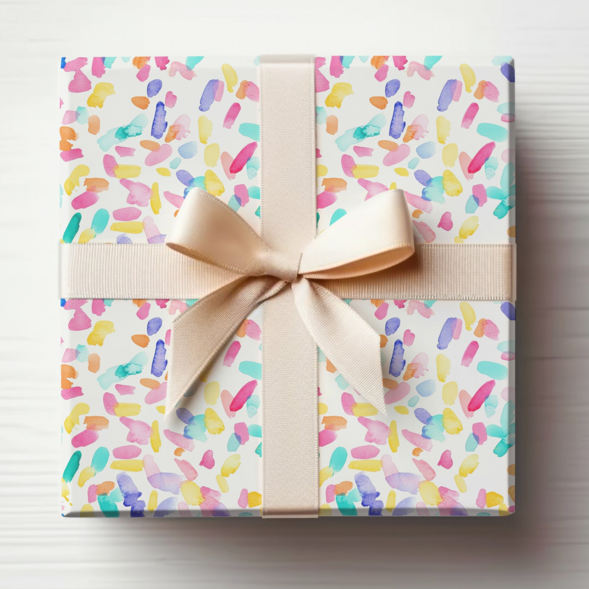 Colorful Confetti Design Gift Box with Bow