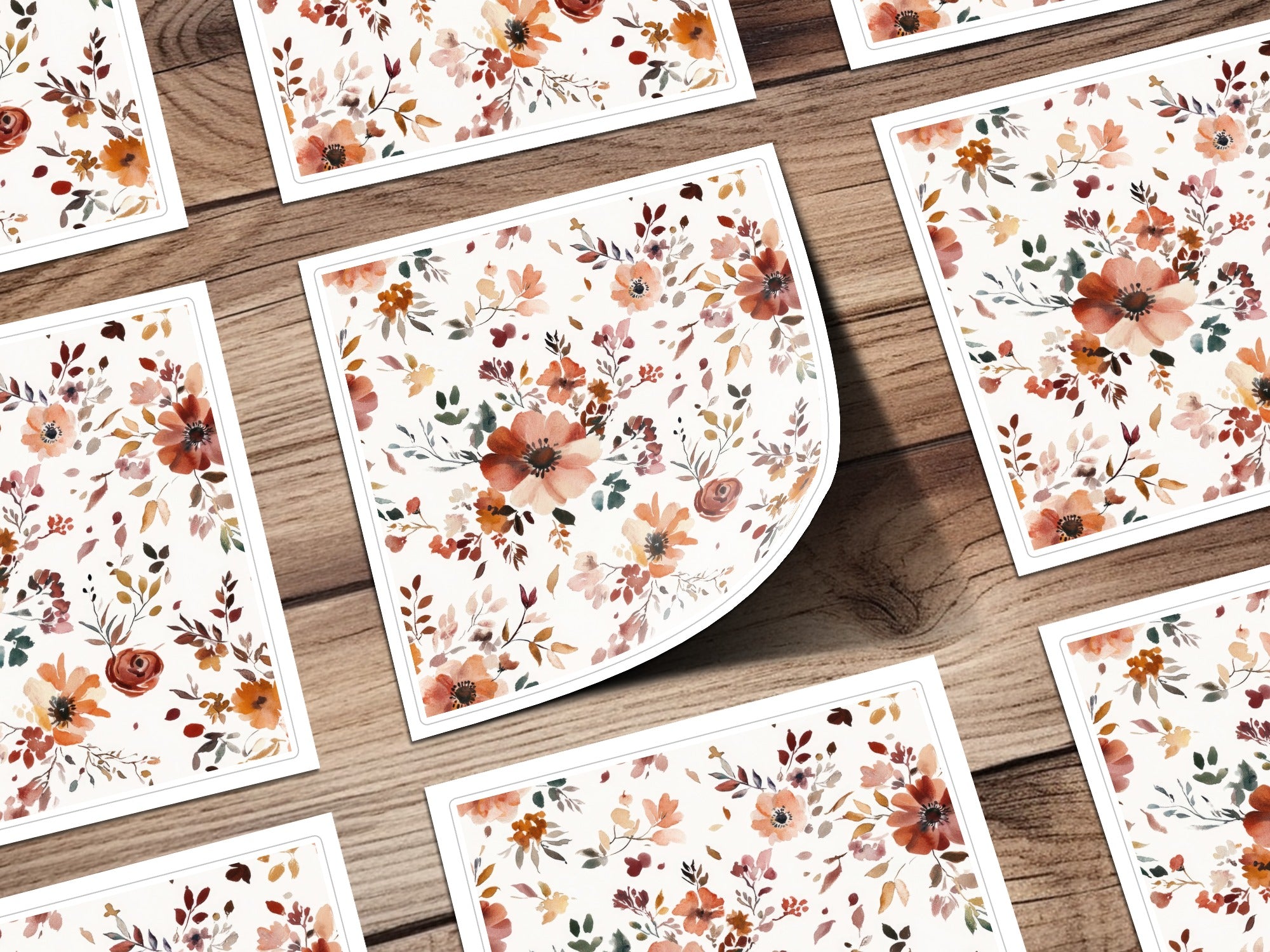 Autumn Floral Watercolor Pattern Decorative Paper