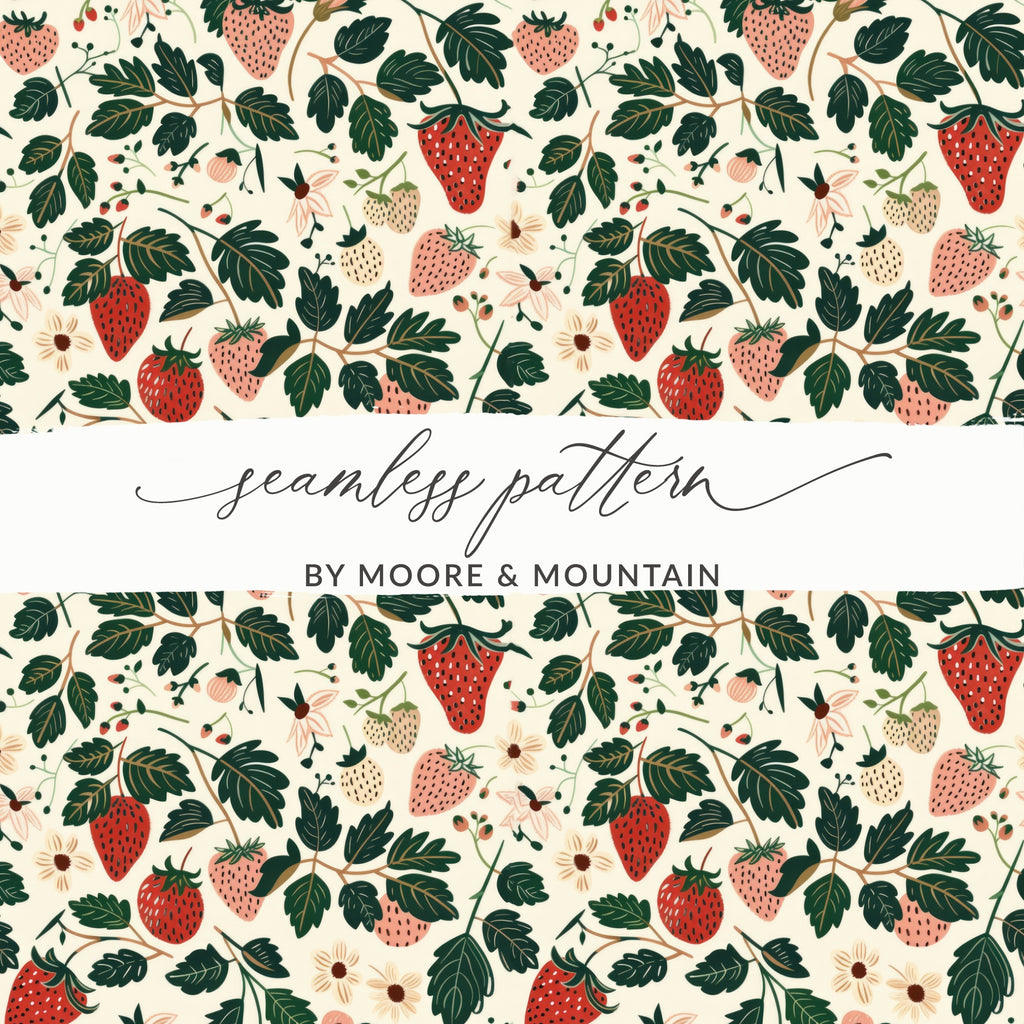 Strawberry and Leaf Seamless Pattern Design Product