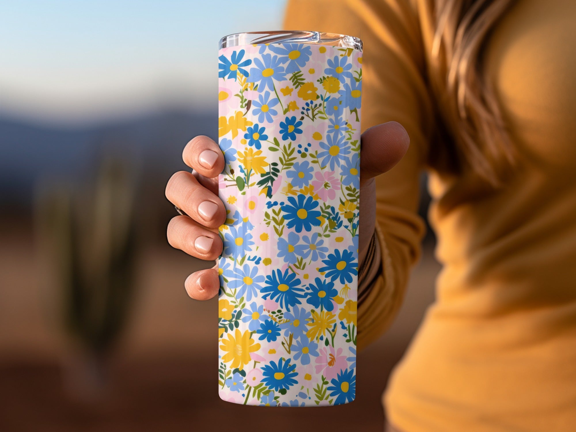 Colorful Floral Pattern Insulated Tumbler Cup