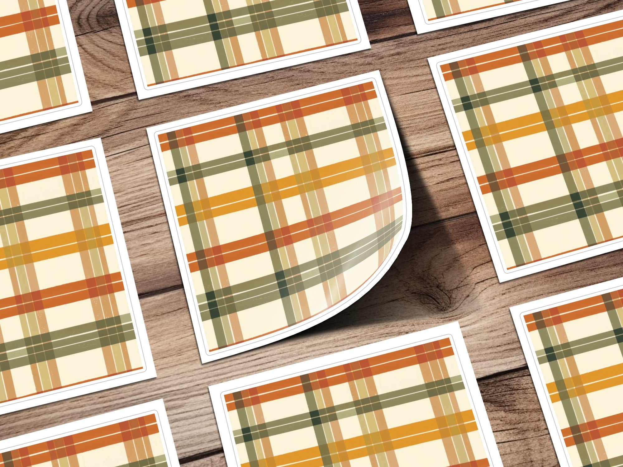 Fall Plaid Pattern Decorative Sticker Sheet Product
