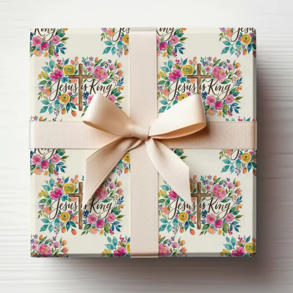 Jesus is King Floral Watercolor Cross Gift Box product type