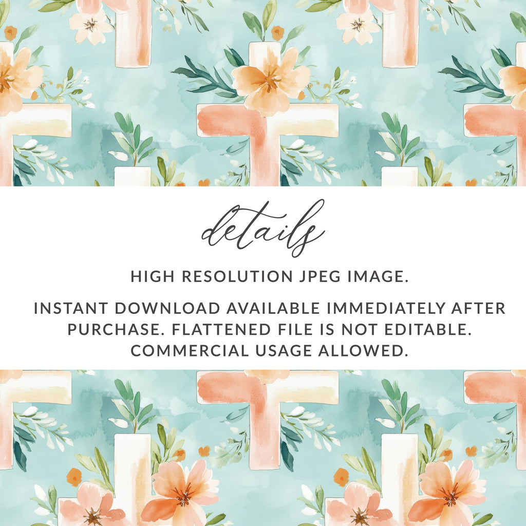 Floral Cross High Resolution Instant Download Image