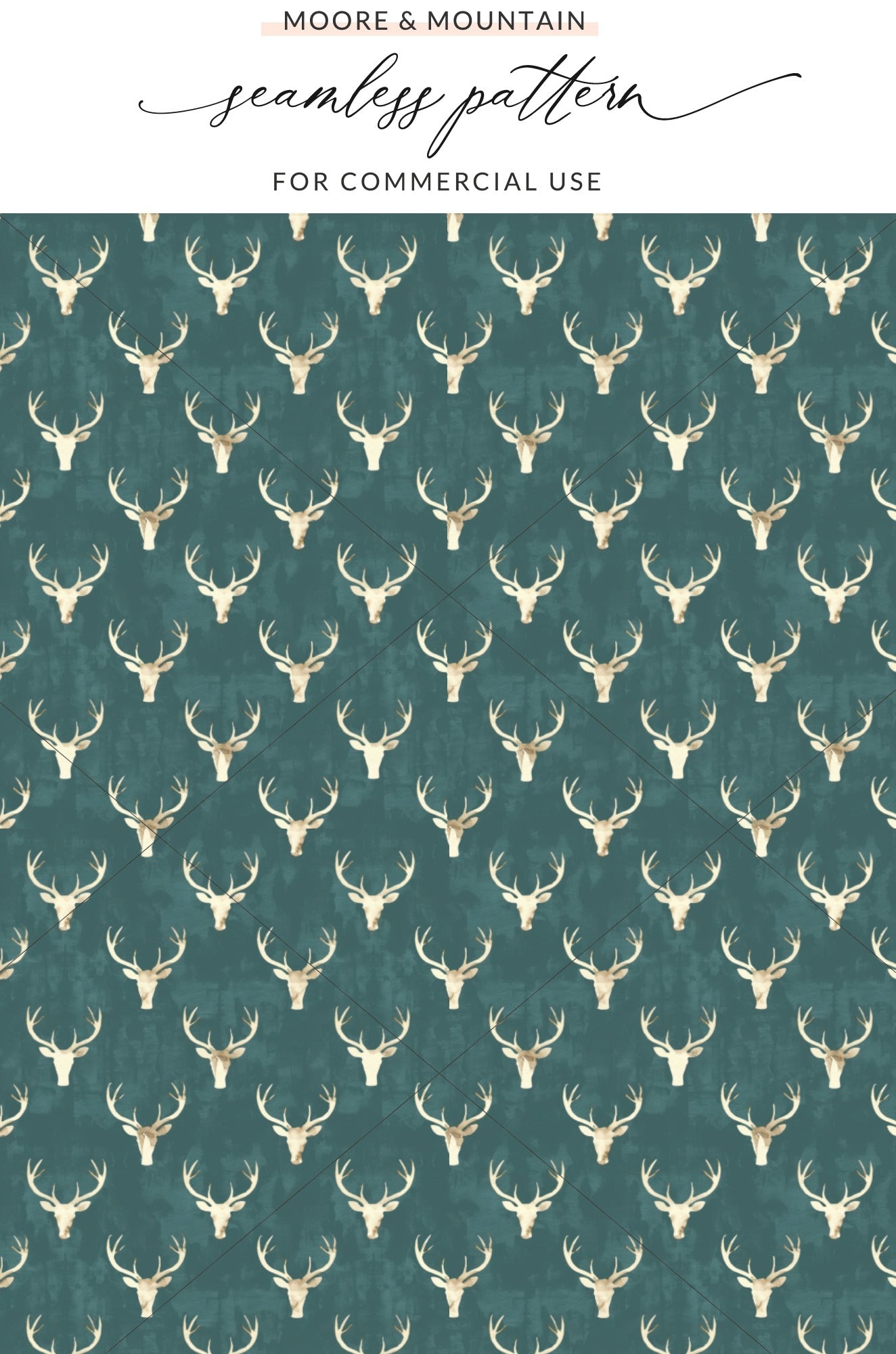 Elegant Deer Antler Seamless Pattern Digital Paper