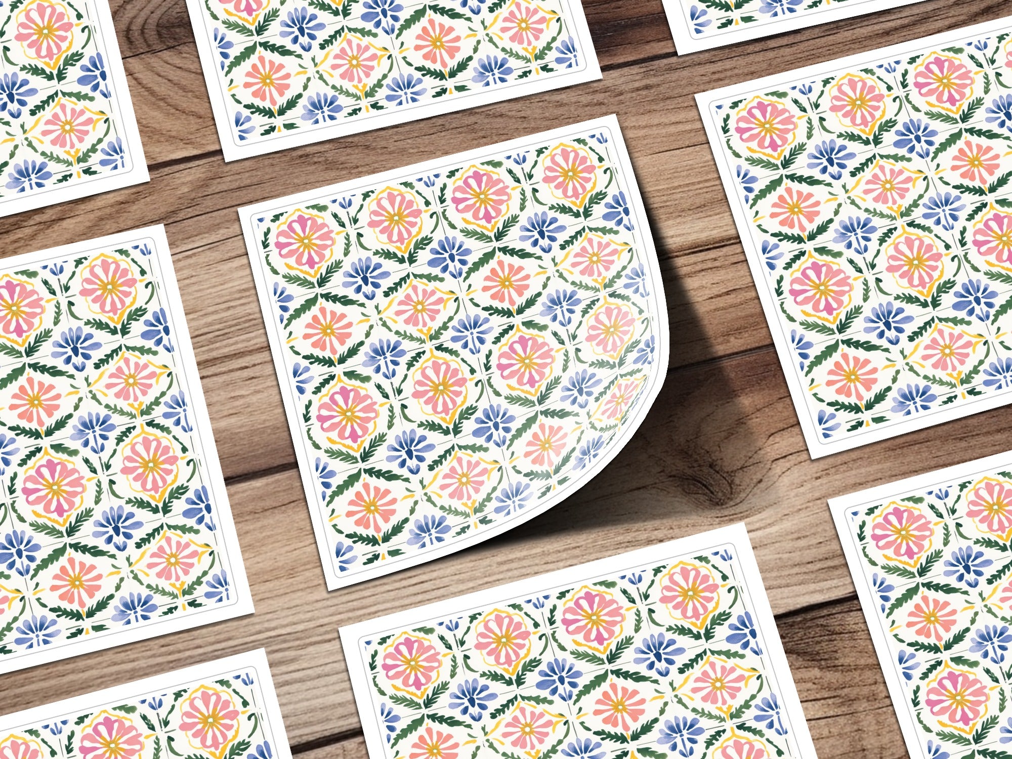 Colorful Floral Pattern Decorative Tile Sticker