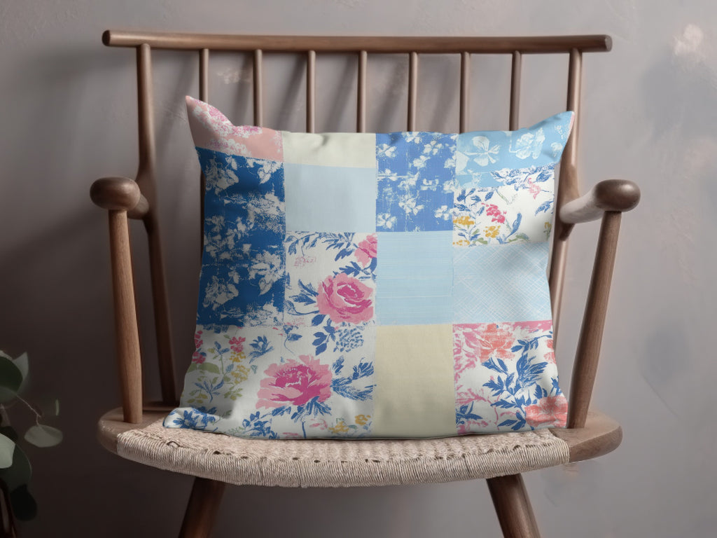 Floral and Patchwork Pattern Throw Pillow for Home Decor