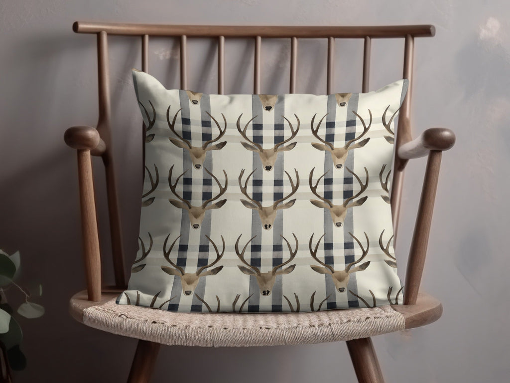 Deer Head Plaid Digital Paper, Seamless Pattern JPEG, Buffalo Check Pattern, Rustic Design, Woodland Pattern, Printable Fabric, Digital - Moore and Mountain