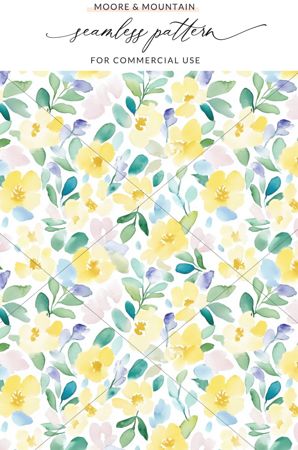 Watercolor Yellow Floral Seamless Pattern Design