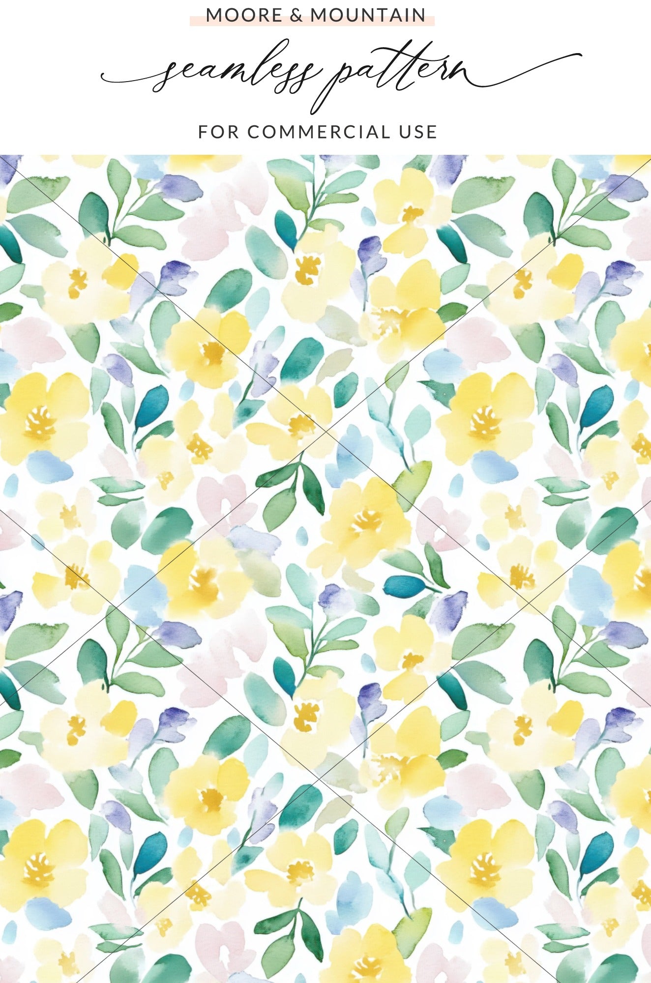 Watercolor Yellow Floral Seamless Pattern Design