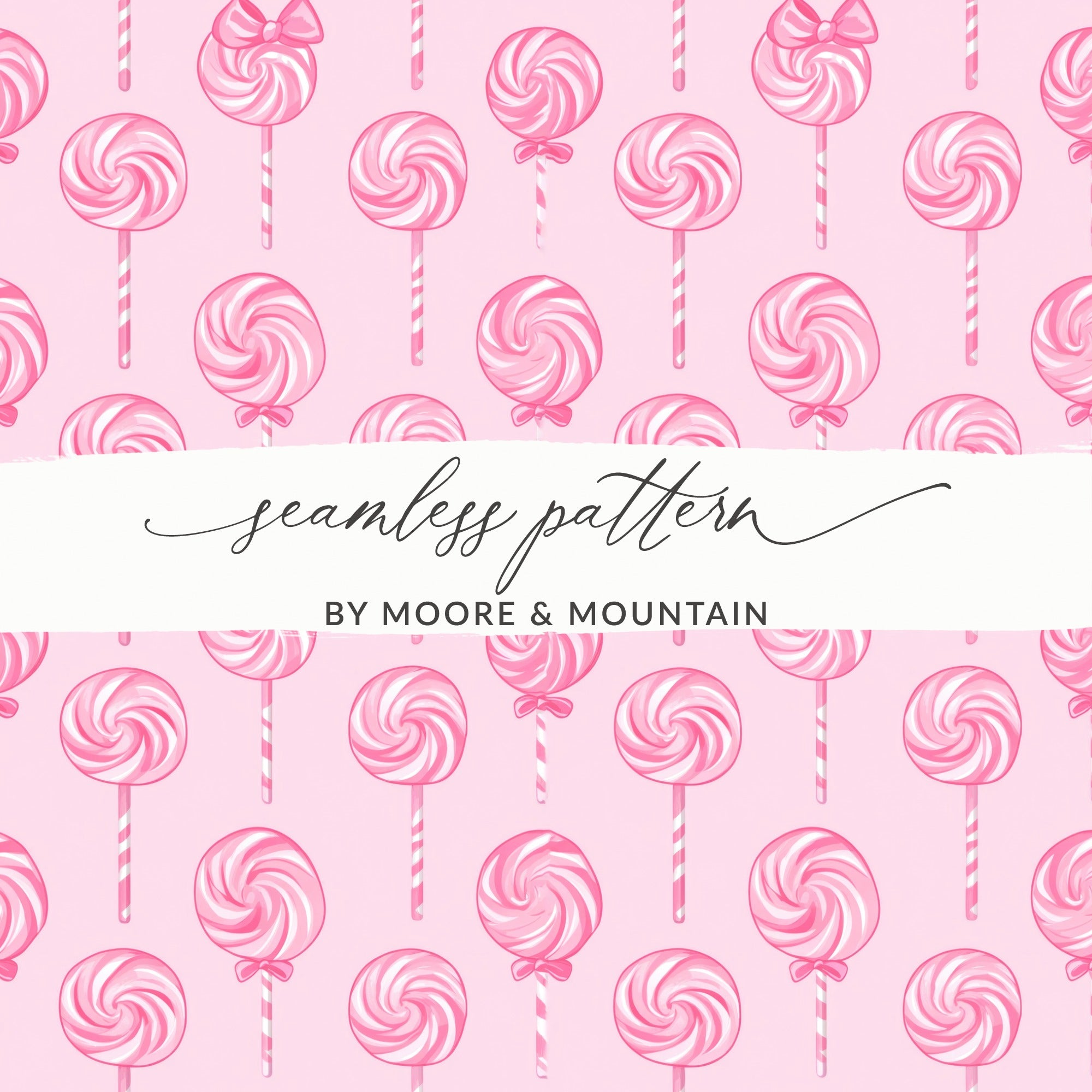 Pink Lollipop Seamless Pattern Design by Moore Mountain