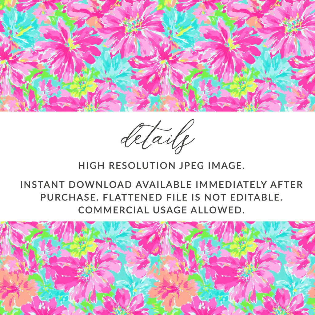 Floral pattern with text about digital download.
