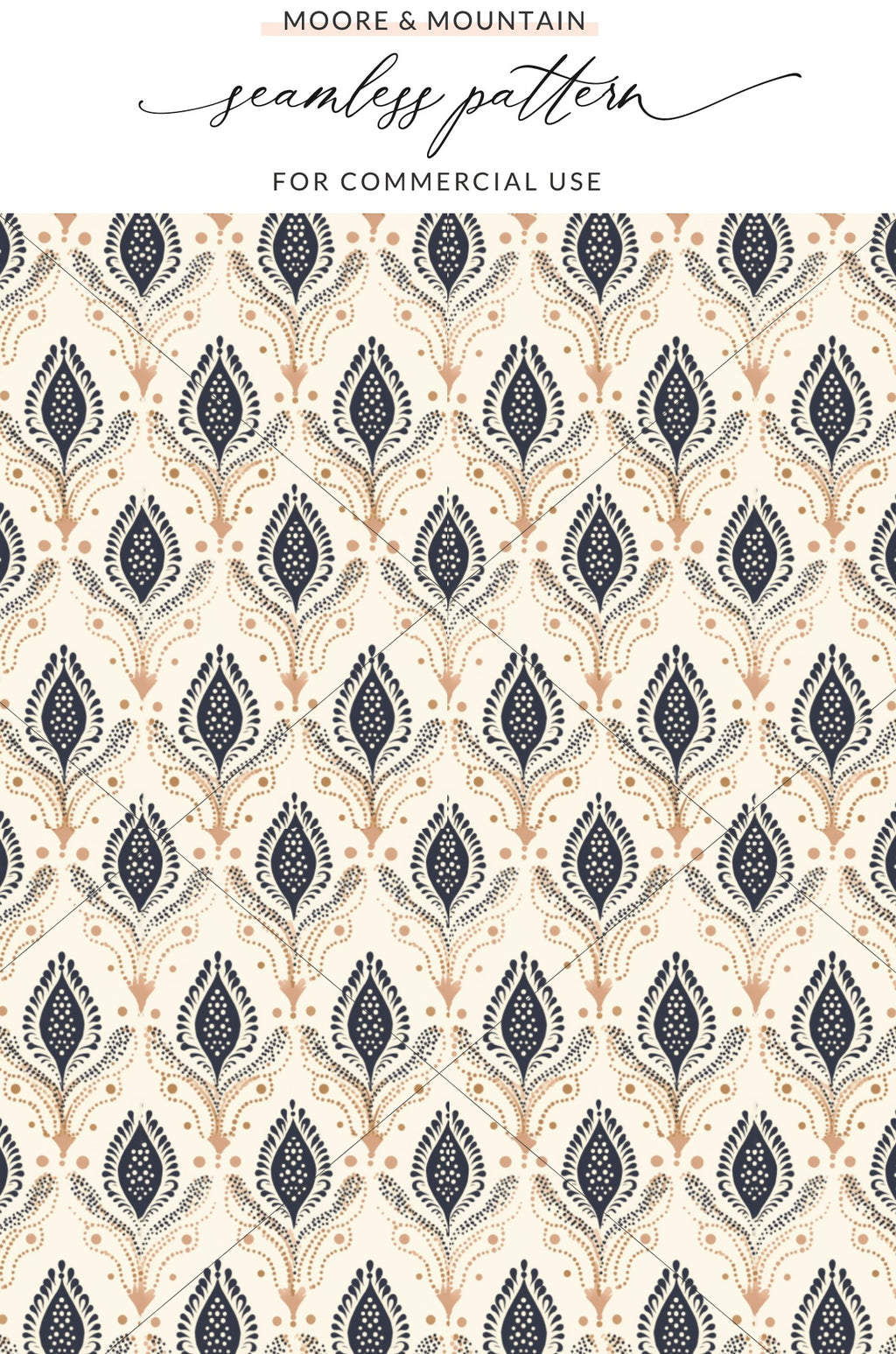 Moore and Mountain Boho Style Seamless Pattern Design