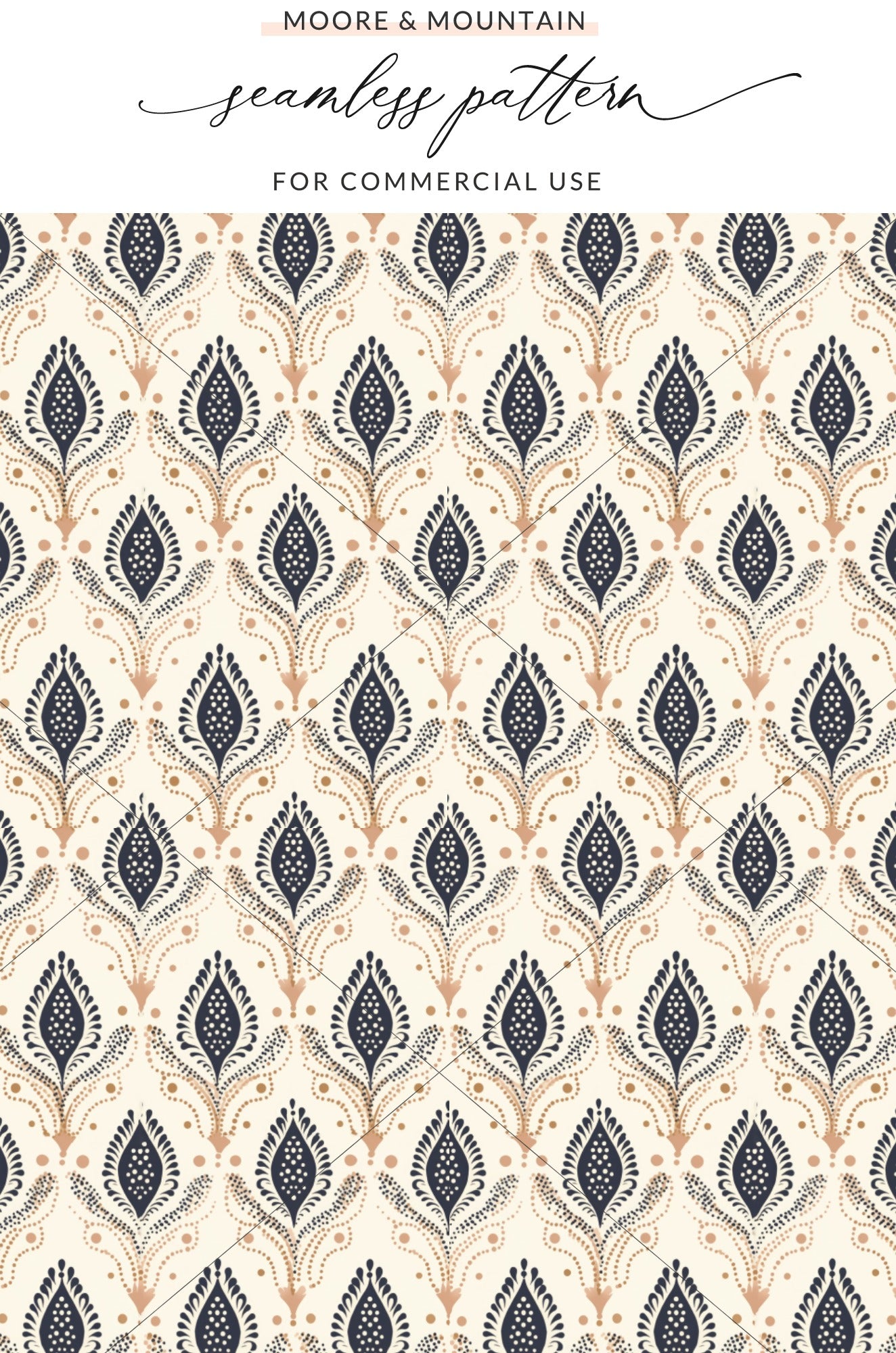 Moore and Mountain Boho Style Seamless Pattern Design