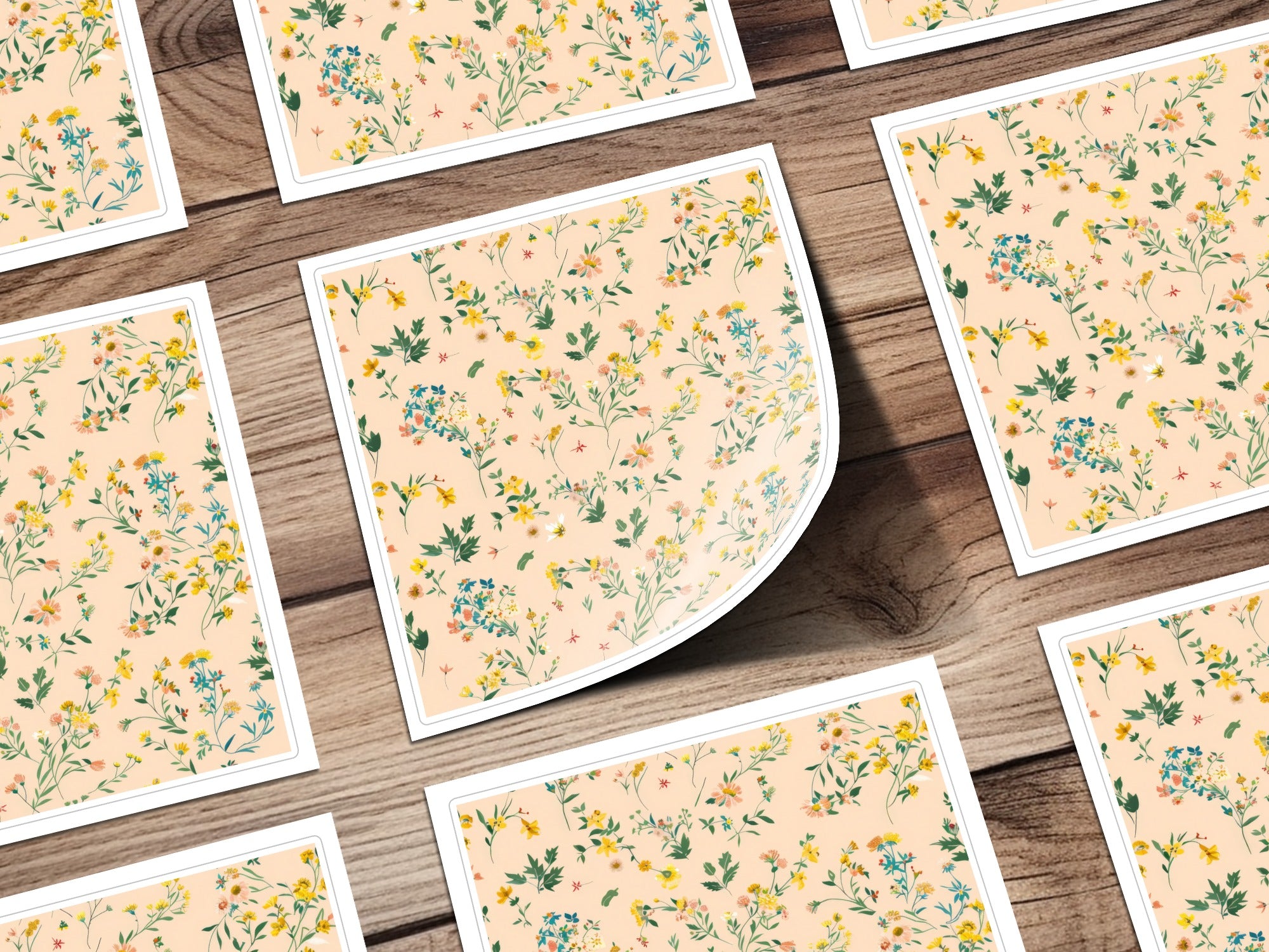 Delicate Wildflower Print on Soft Peach Illustration Print