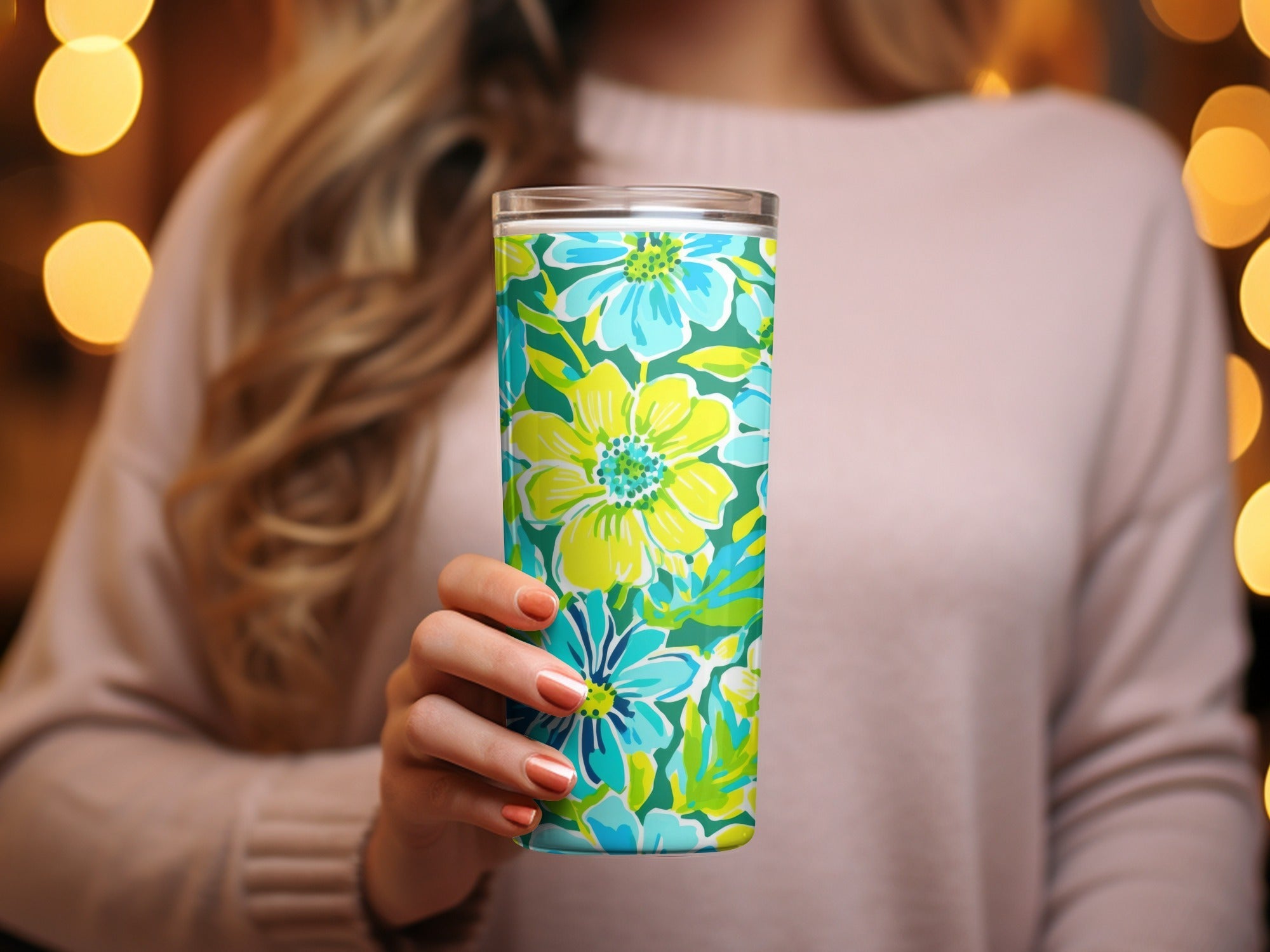 Digital Floral Pattern, Seamless Flower Design, Turquoise Yellow Green, 12x12 JPEG, Digital Paper, Spring Summer Fabric, Scrapbooking - Moore and Mountain