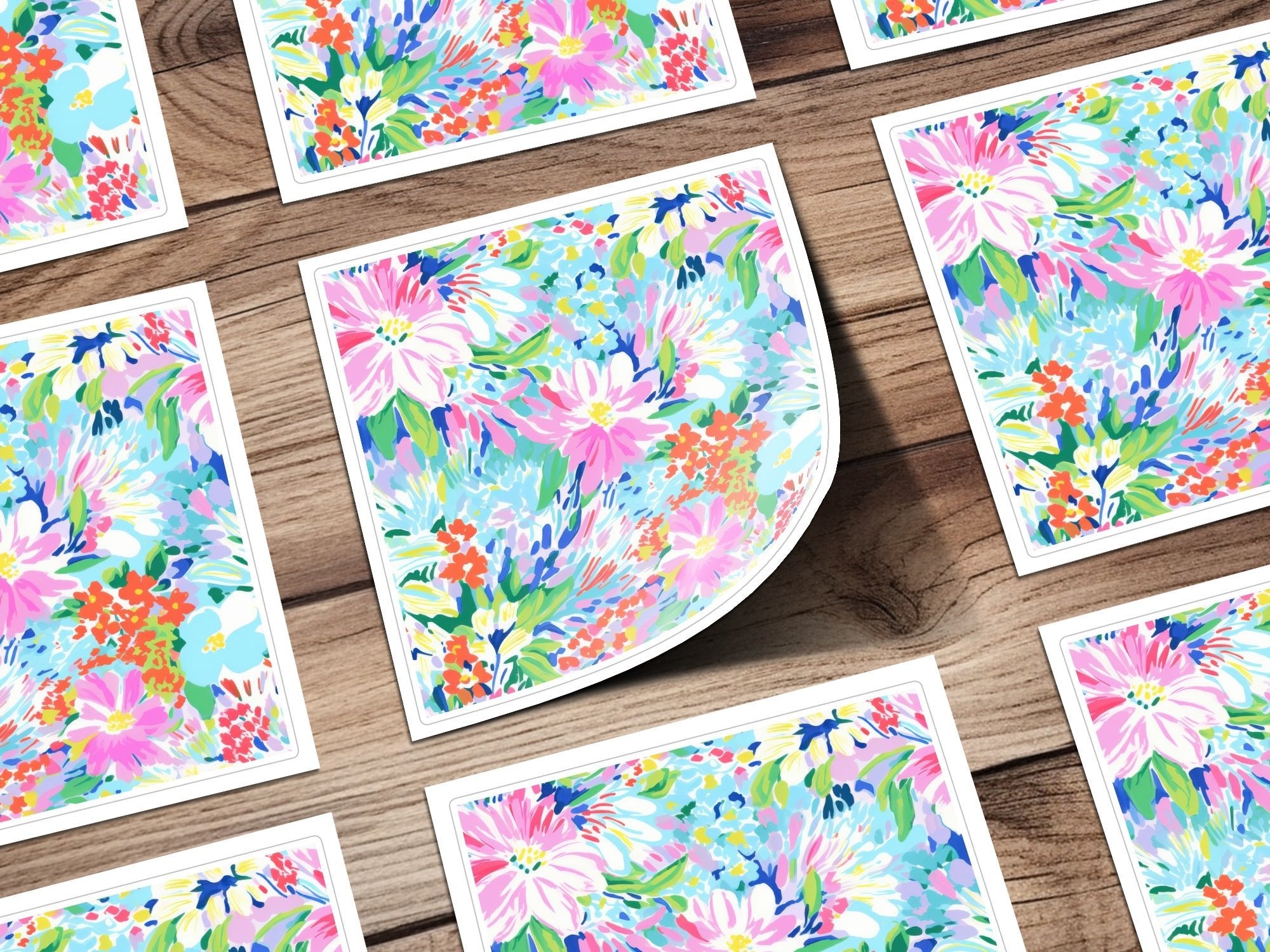 Digital Preppy Floral Ditsy Floral, Pastel Flower Design, Vibrant Print, Repeating Flower Background, Digital Paper for Fabric, Pink Flower Art - Moore and Mountain