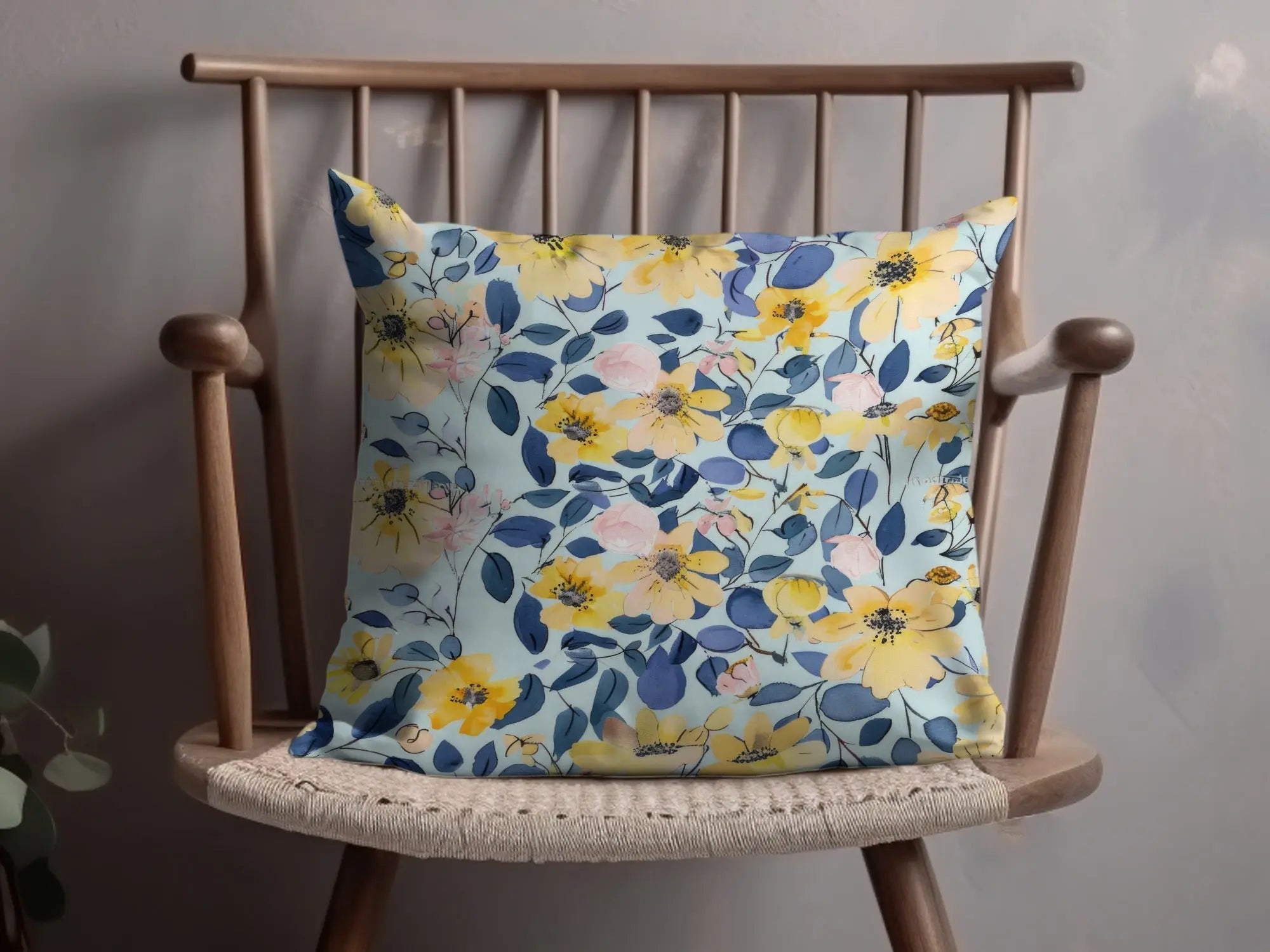 Digital Yellow Floral Seamless Pattern, Watercolor Flowers Fabric Design, Botanical Digital Paper, Spring Textile Print, JPEG Files - Moore and Mountain